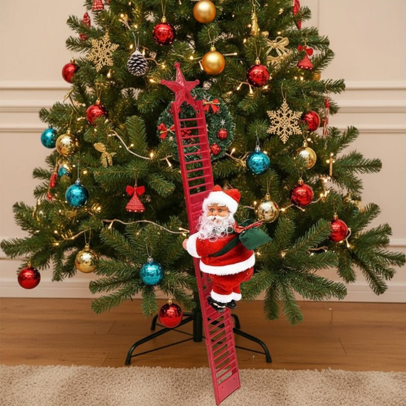 Cheerful Climbing Santa Ornament with Music for Holiday Joy