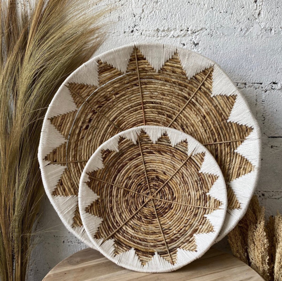 Handcrafted Seagrass Wall Baskets with Tribal Flair