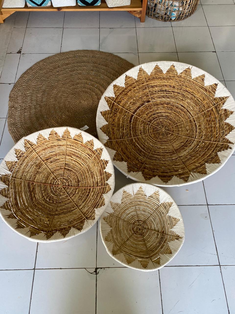 Handcrafted Seagrass Wall Baskets with Tribal Flair