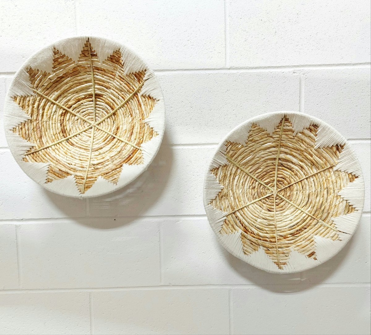 Handcrafted Seagrass Wall Baskets with Tribal Flair