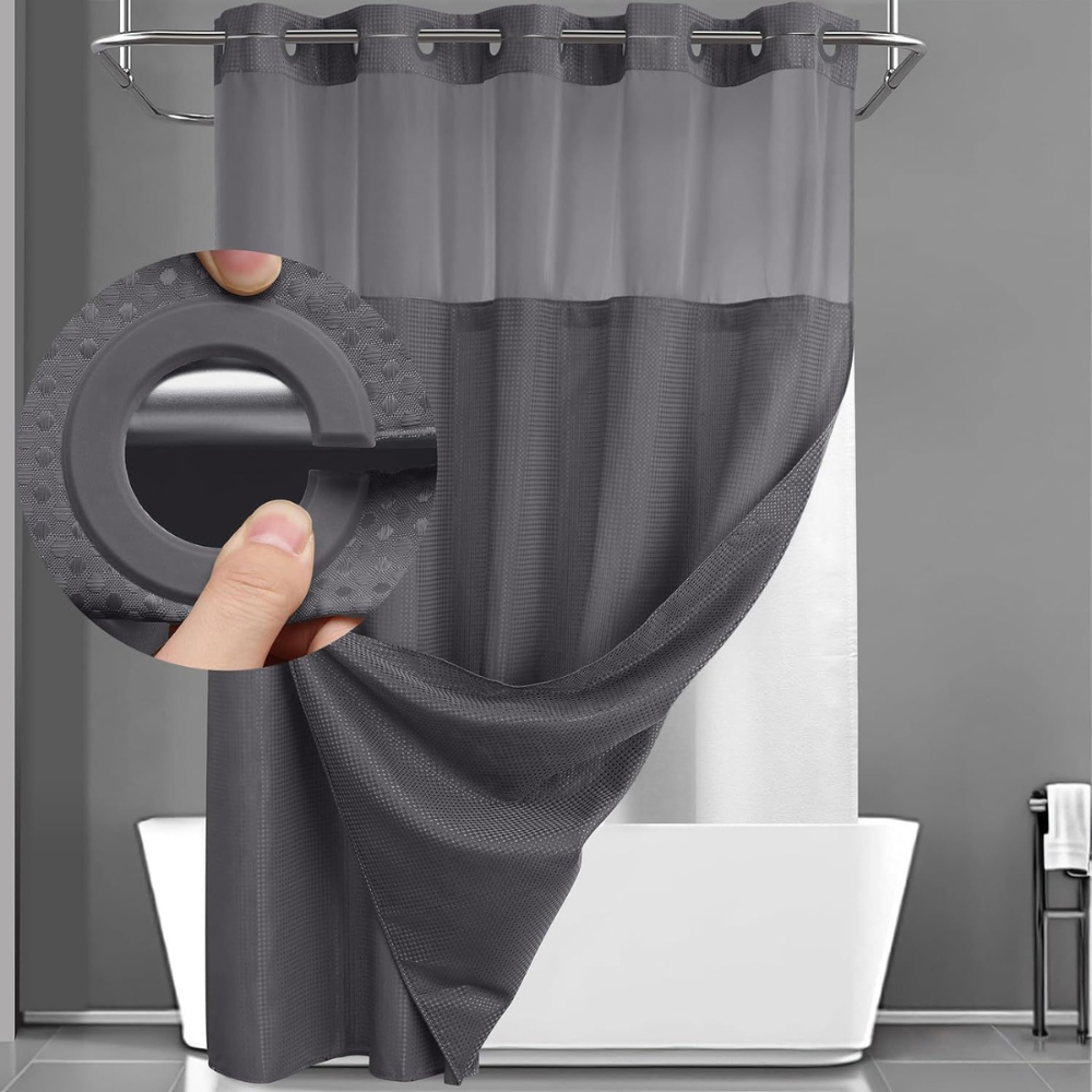 Stylish Double-Layer Shower Curtain with Waffle Texture