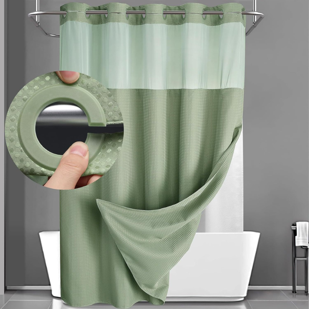 Stylish Double-Layer Shower Curtain with Waffle Texture
