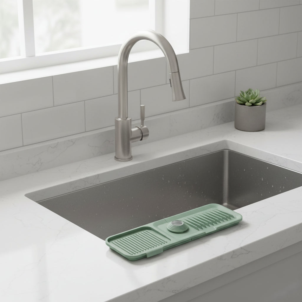 Versatile Faucet Mat with Drip Tray and Efficient Drainage