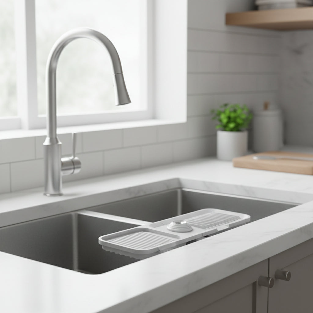 Versatile Faucet Mat with Drip Tray and Efficient Drainage