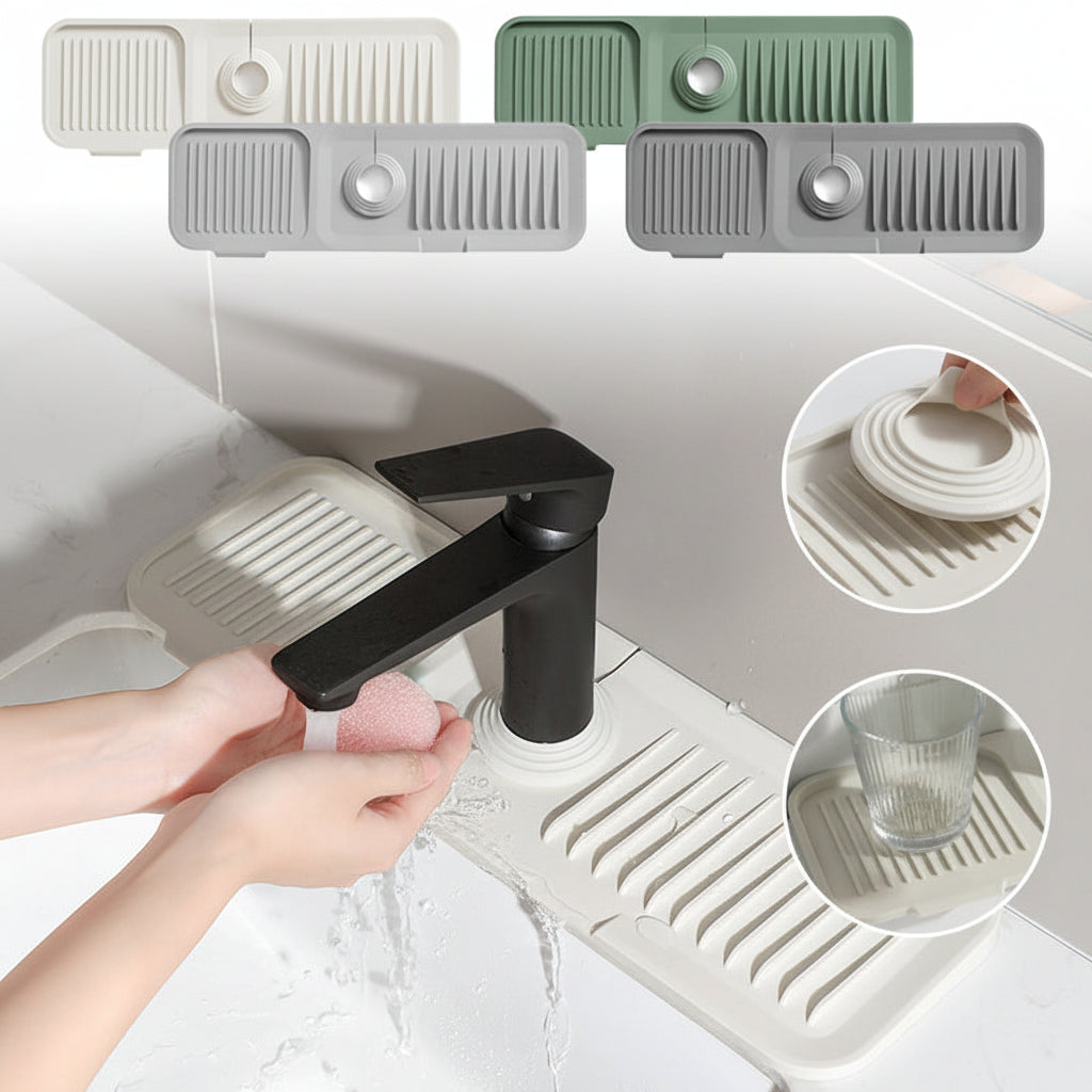 Versatile Faucet Mat with Drip Tray and Efficient Drainage