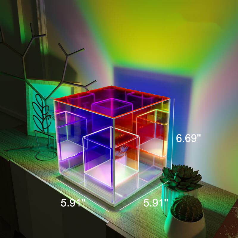Modern RGB-Line Magic Cube LED Table Lamp Made of Taavita