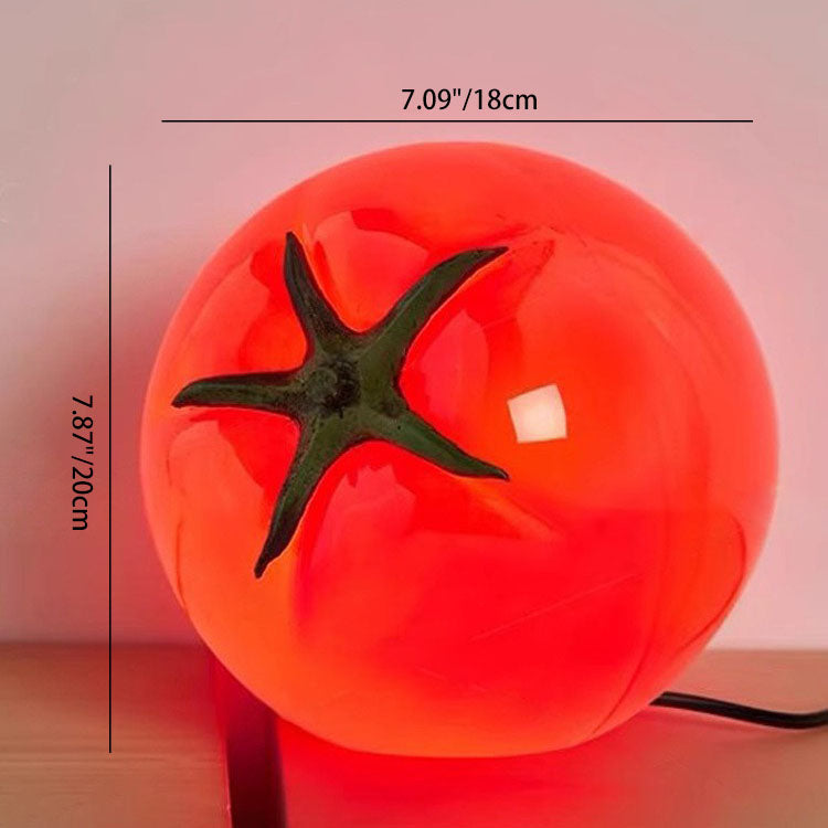 Taavita Art Deco Resin Tomato Decorative Table Lamp with USB LED for Living Room