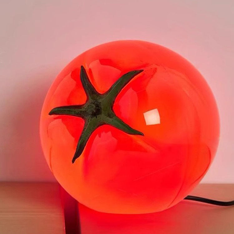 Taavita Art Deco Resin Tomato Decorative Table Lamp with USB LED for Living Room