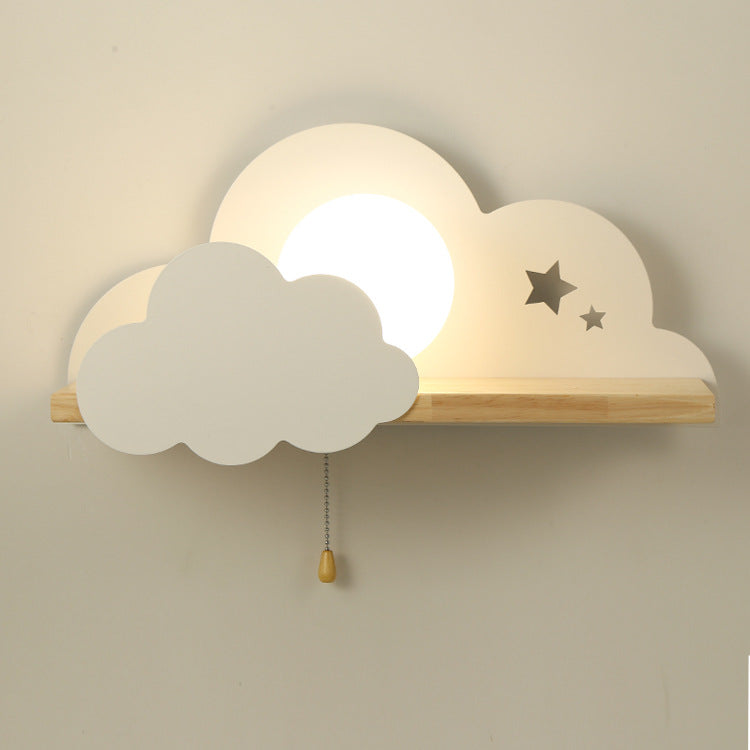 Taavita Macaron Cloud Glass Wood 1-Light Wall Lamp