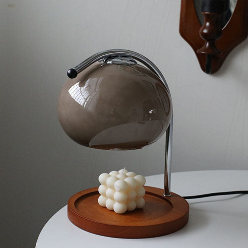 Taavita Vintage Glass Dome Solid Wood Base 1-Light Table Lamp with Melting Wax