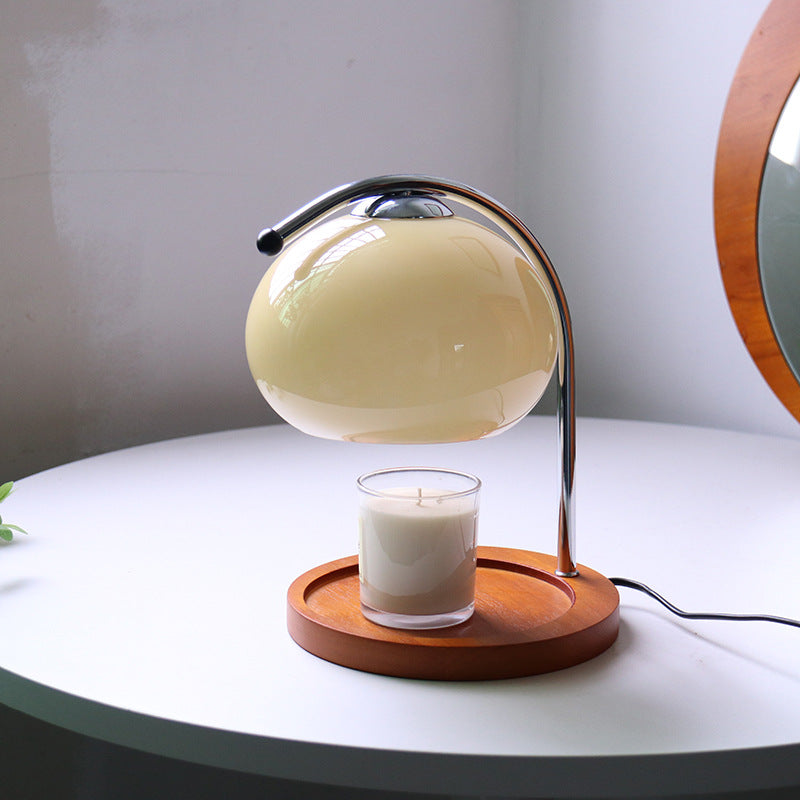 Taavita Vintage Glass Dome Solid Wood Base 1-Light Table Lamp with Melting Wax