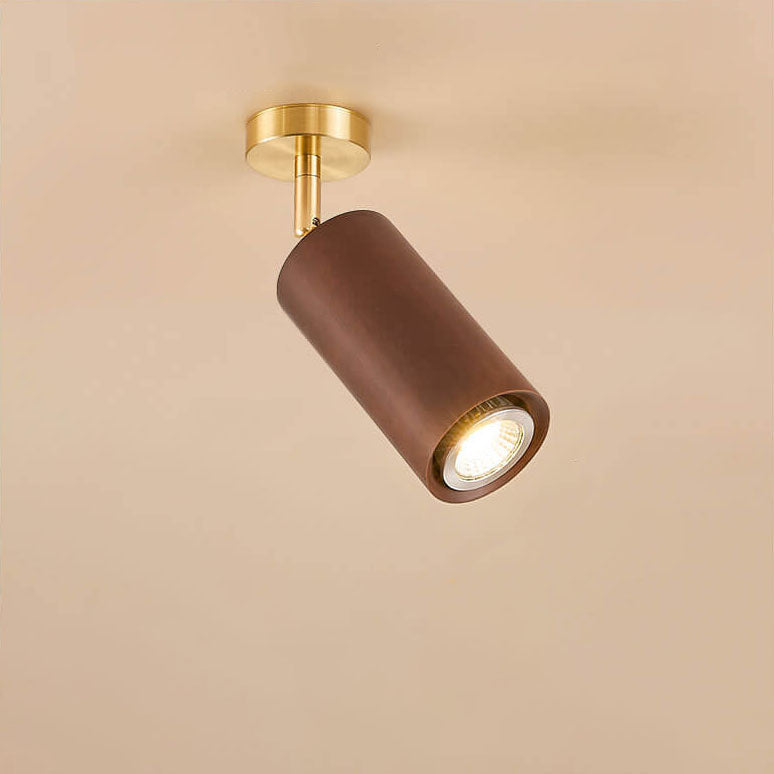 Taavita Minimalist Walnut Wood Spotlight Linear Track 1/2/3/4-Light LED Semi-Recessed Ceiling Light