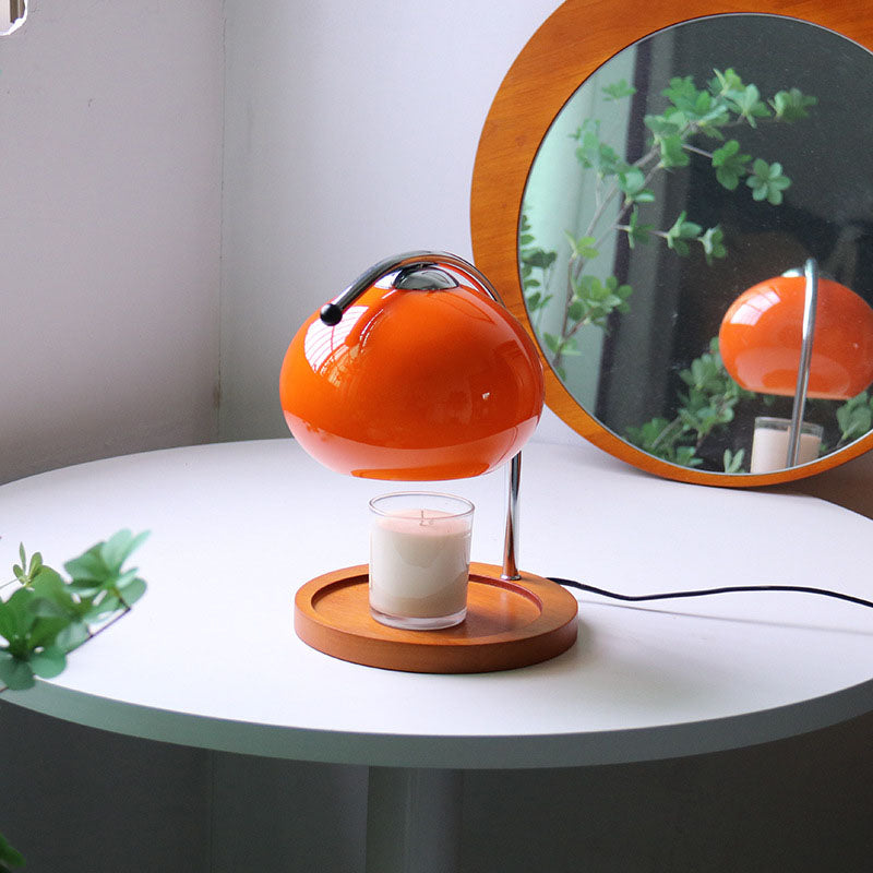 Taavita Vintage Glass Dome Solid Wood Base 1-Light Table Lamp with Melting Wax