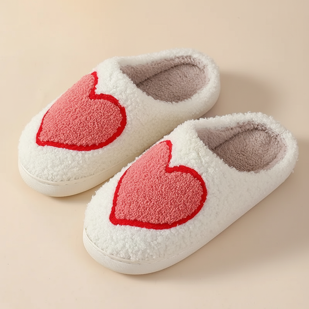 Charming Heart Print Memory Foam Slippers for Women