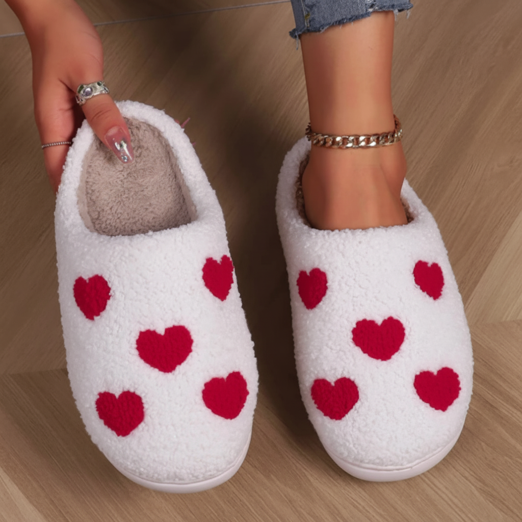 Charming Heart Print Memory Foam Slippers for Women
