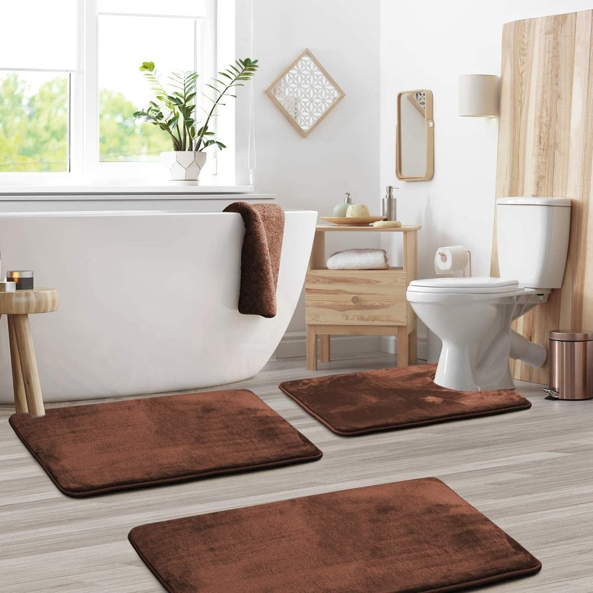 SereneStep Plush Memory Foam Bath Mat Trio with Fast-Dry Fabric
