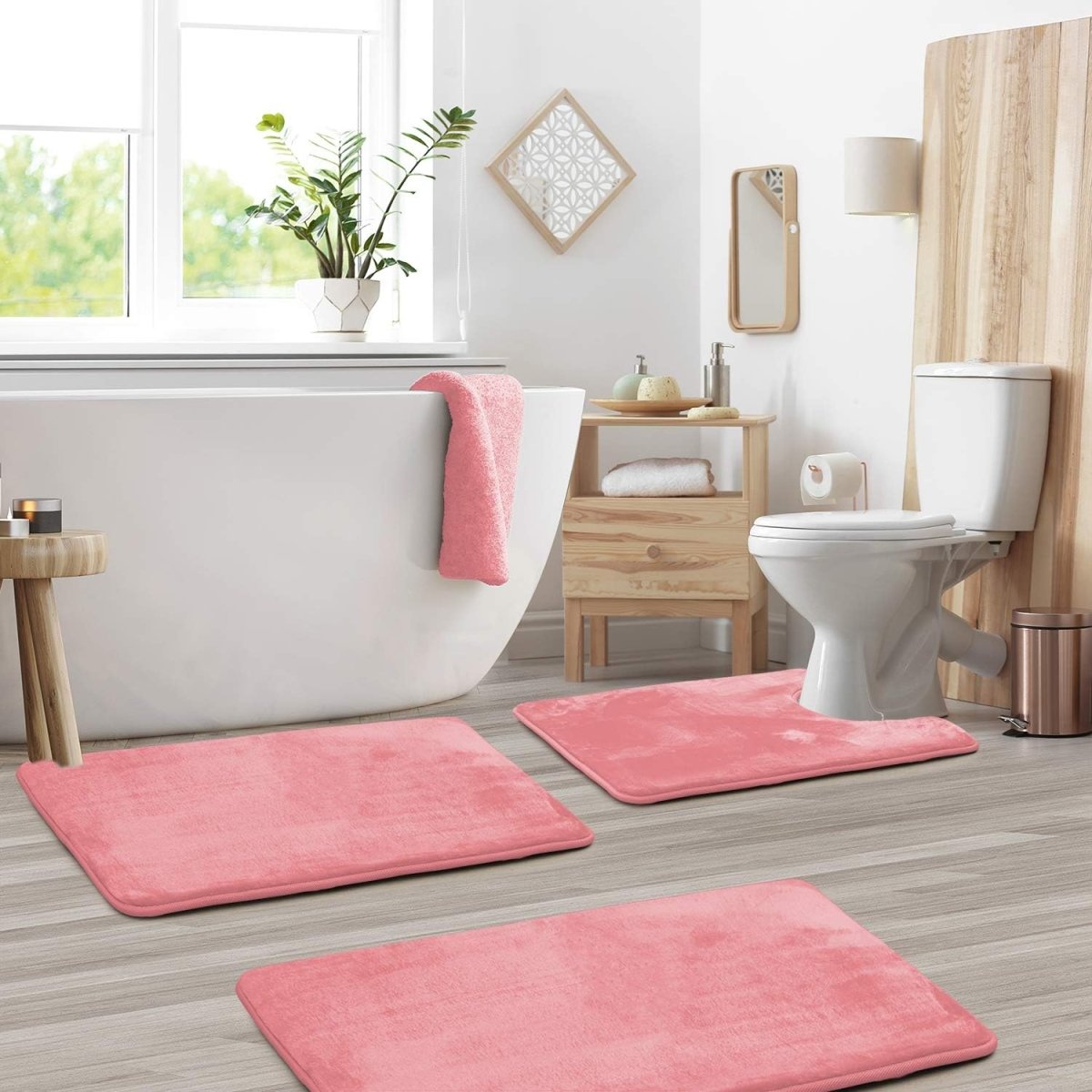 SereneStep Plush Memory Foam Bath Mat Trio with Fast-Dry Fabric