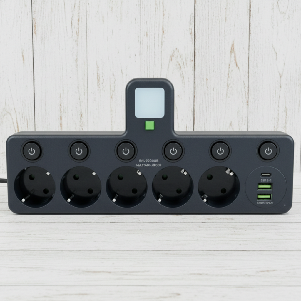 Multi-Outlet Charger with USB Ports and Soft Glow Light