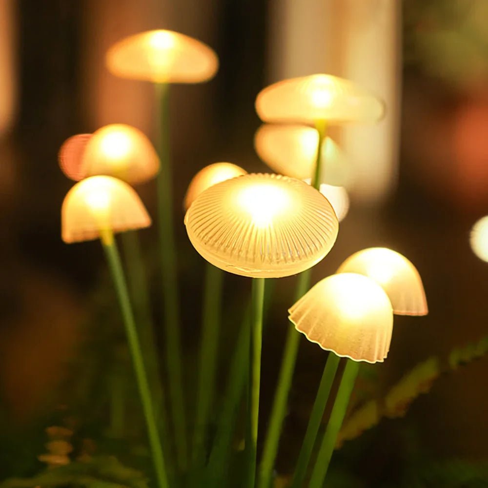 GroveGlow 10-Piece Solar LED Garden Mushroom Light Set