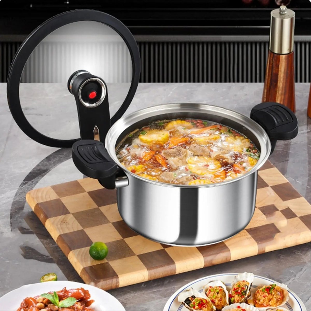QuickChef Portable Stainless Steel Pressure Cooker for Effortless Meals