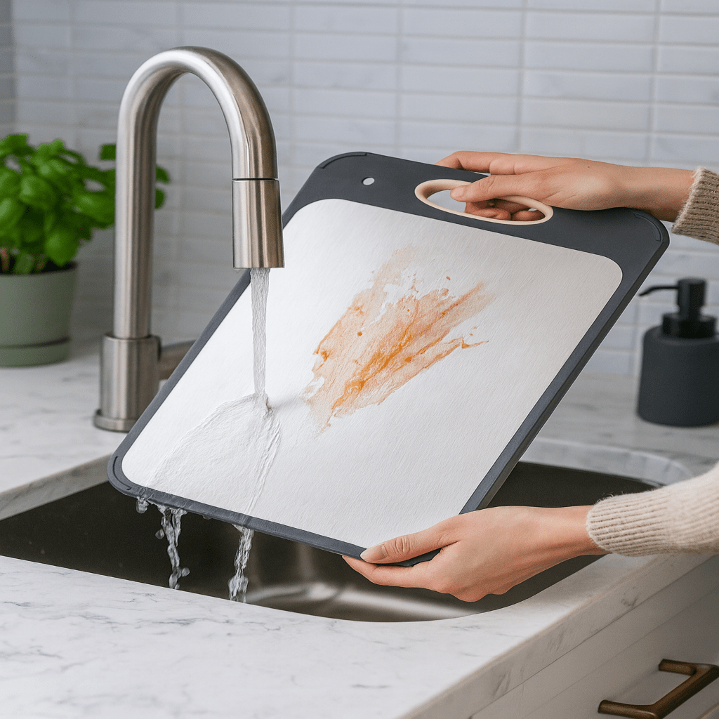 SleekCraft Dual-Surface Stainless Steel Cutting Board for Clean Prep