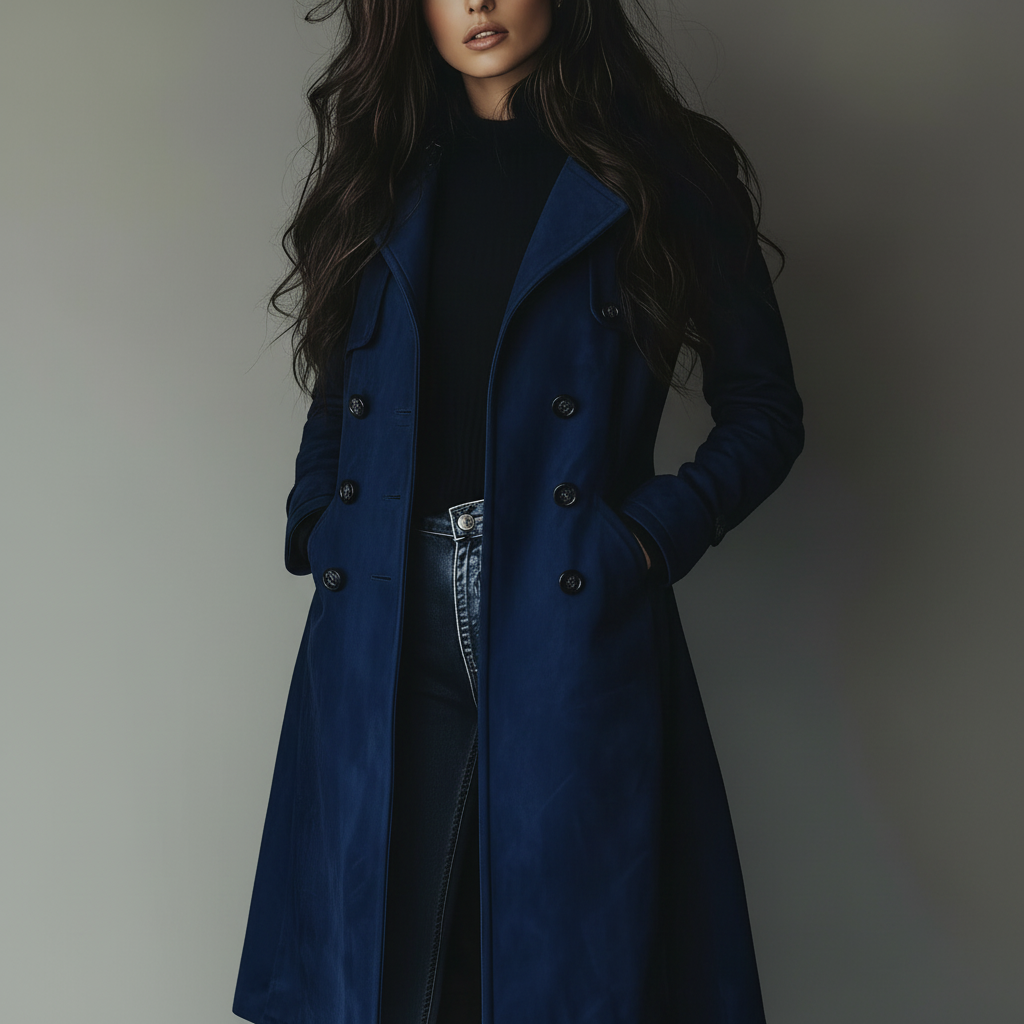 Chic Long Suede Trench Coat for Fall and Winter Fashion