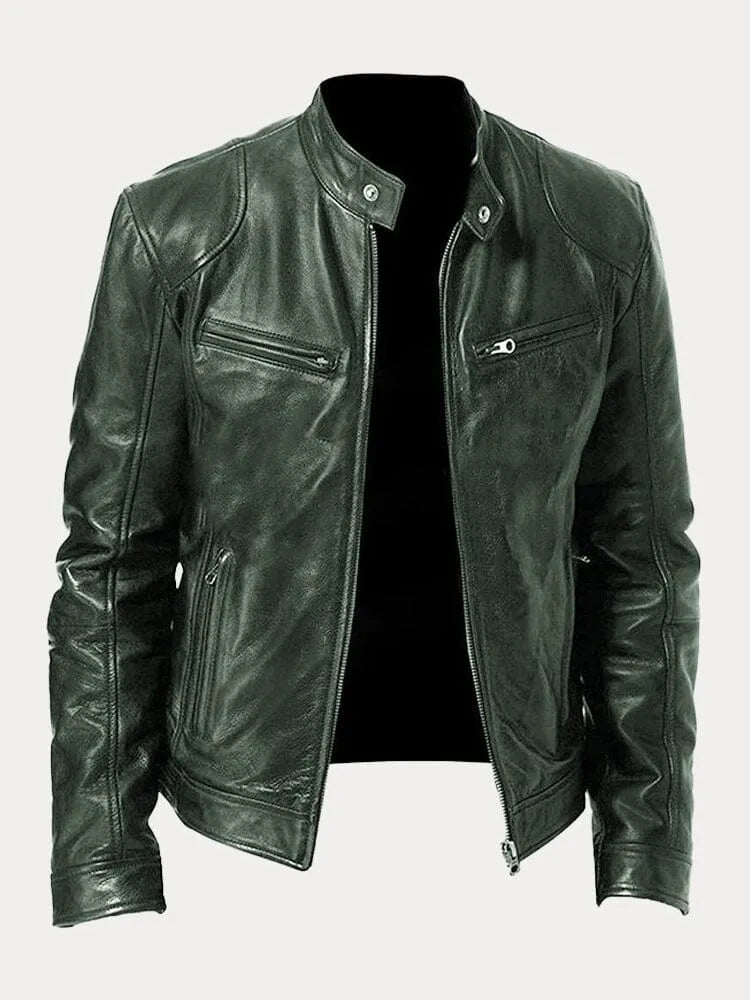 Men’s Leather Moto Jacket | Lined Interior & Adjustable Cuffs | Durable Genuine Leather | Versatile Casual & Semi-Formal Wear