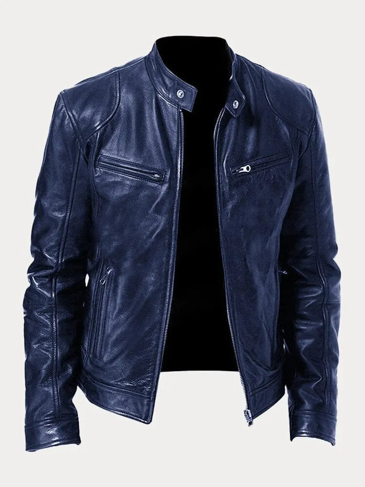 Men’s Leather Moto Jacket | Lined Interior & Adjustable Cuffs | Durable Genuine Leather | Versatile Casual & Semi-Formal Wear