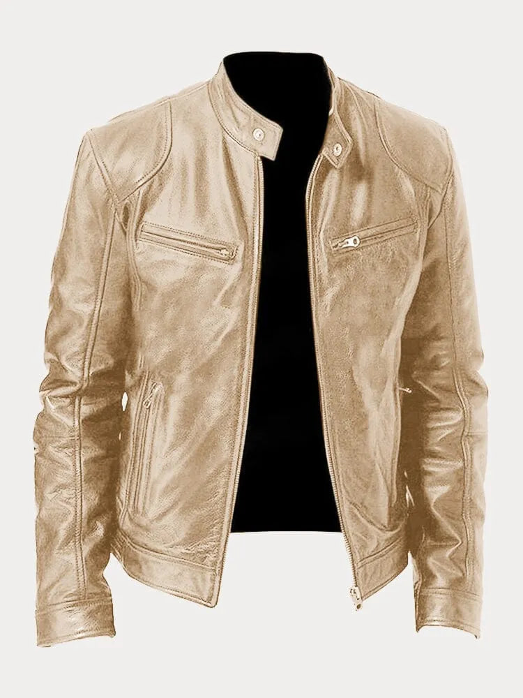 Men’s Leather Moto Jacket | Lined Interior & Adjustable Cuffs | Durable Genuine Leather | Versatile Casual & Semi-Formal Wear