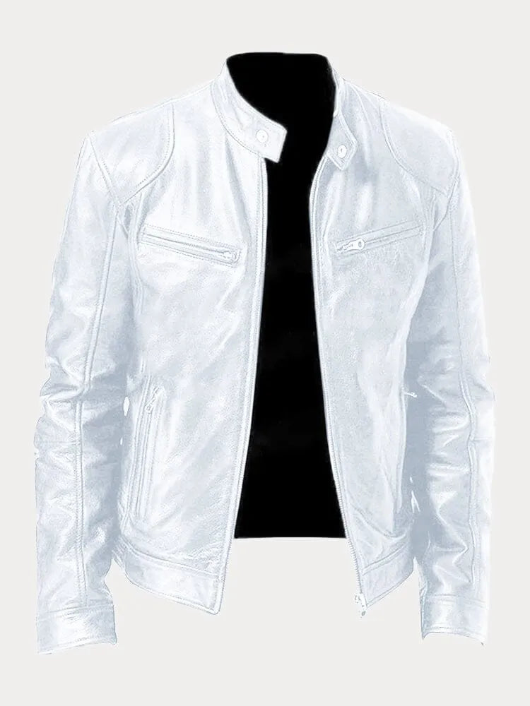 Men’s Leather Moto Jacket | Lined Interior & Adjustable Cuffs | Durable Genuine Leather | Versatile Casual & Semi-Formal Wear