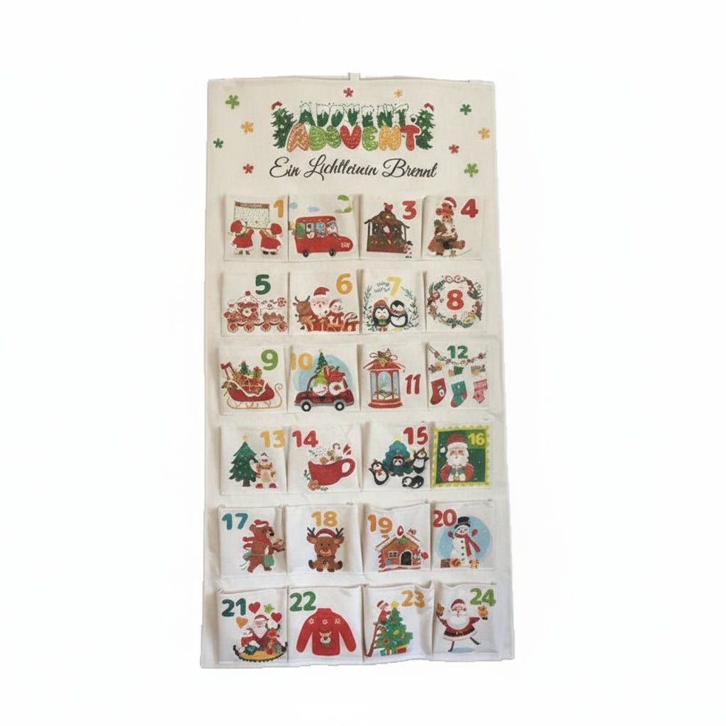 Cheerful Countdown Fabric Advent Calendar with 24 Pockets