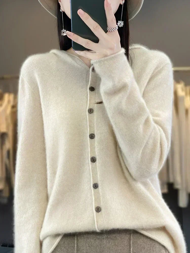 EverWarm Pure Merino Wool Cardigan for Winter Elegance