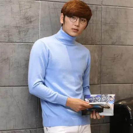 Luxurious Cashmere-Cotton Blend Turtleneck Sweater for Men