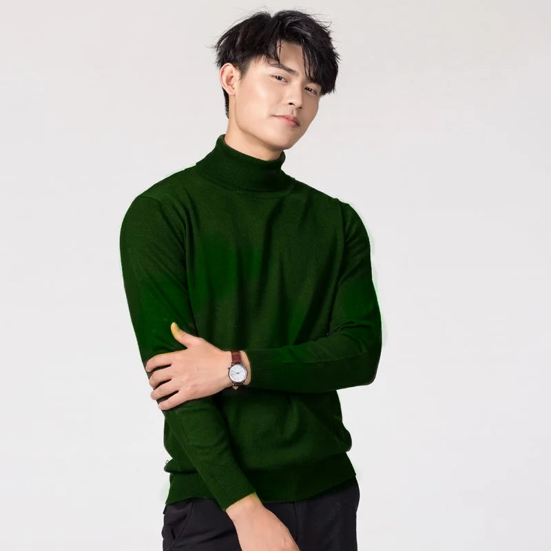 Luxurious Cashmere-Cotton Blend Turtleneck Sweater for Men