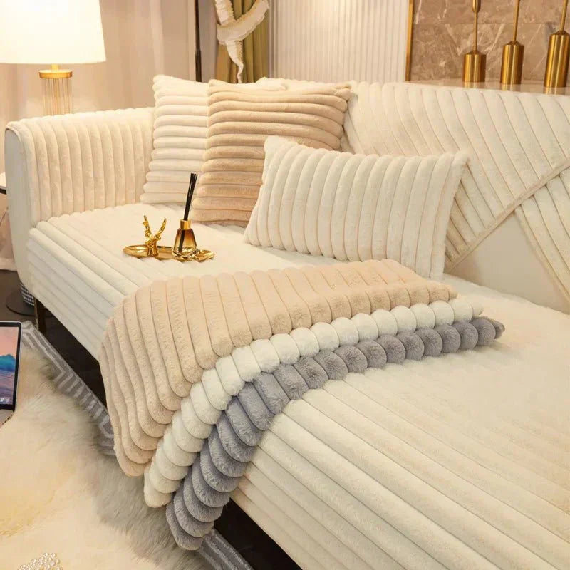 Plush Comfort Winter Sofa Protector in Soft Faux Fur