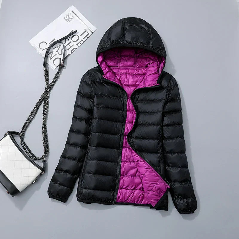 Reversible Hooded Down Jacket | Lightweight Insulated & Quilted Design | Dual-Style Versatile Warmth