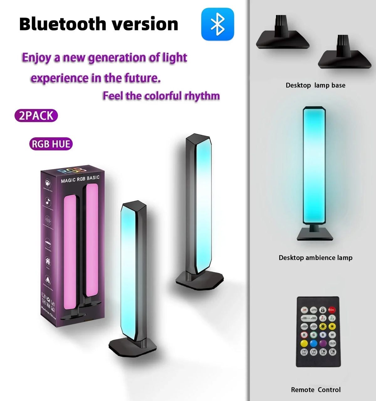 Smart RGB Atmosphere Light App Control Music Sync Lamp for Car TV Gaming Desk