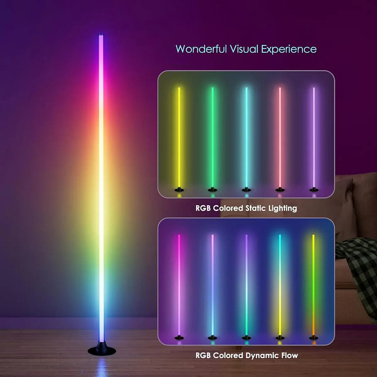 Versatile Color-Changing Corner Lamp with App Control & Music Sync