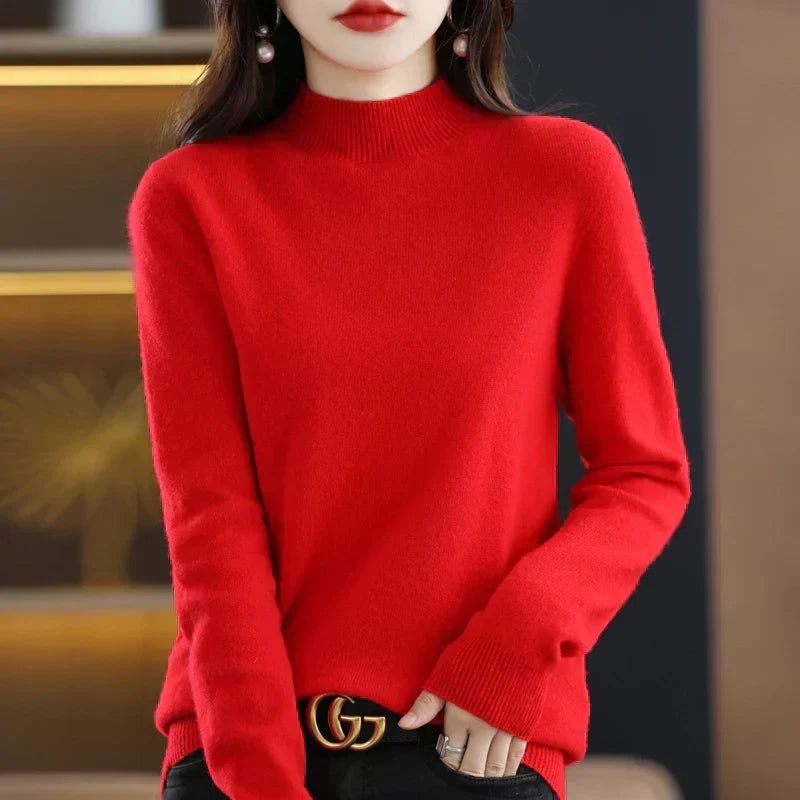 LuxeMerino Women's 100% Pure Wool Sweater for Chillier Days