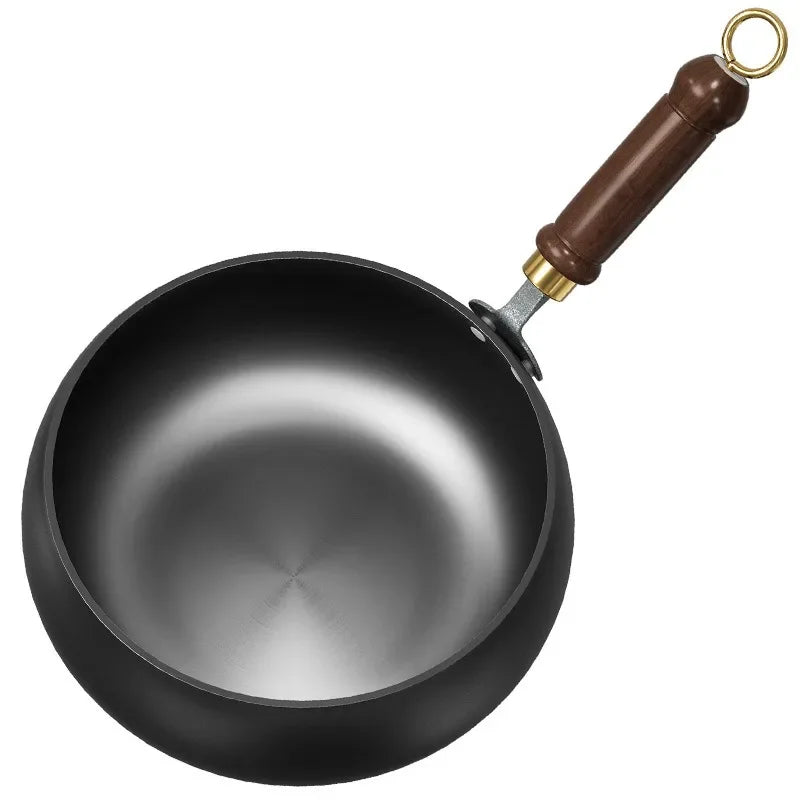 HeritageCraft Hand Forged Cast Iron Skillet with Wooden Handle (24/28 cm)