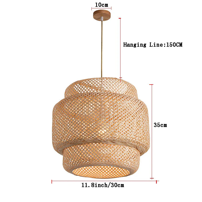 Artisan Bamboo Pendant Light - Elegant Hanging Lamp for Home & Dining