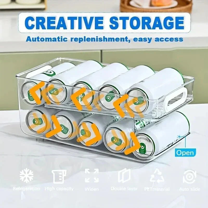 SmartFlow Dual-Tier Can Organizer for Tidy Refrigerators