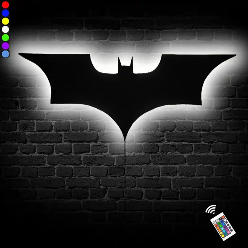 Customizable LED Wall Lamp with Remote and Wooden Base