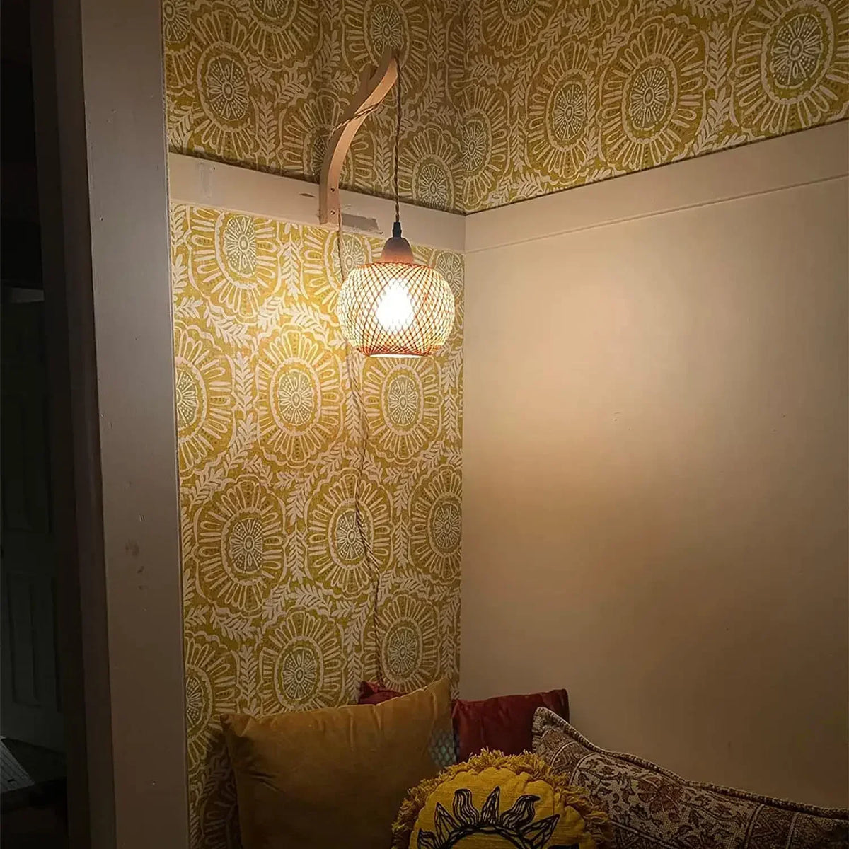 Natural Weave Wall Lantern - Handcrafted Rattan Light Fixture