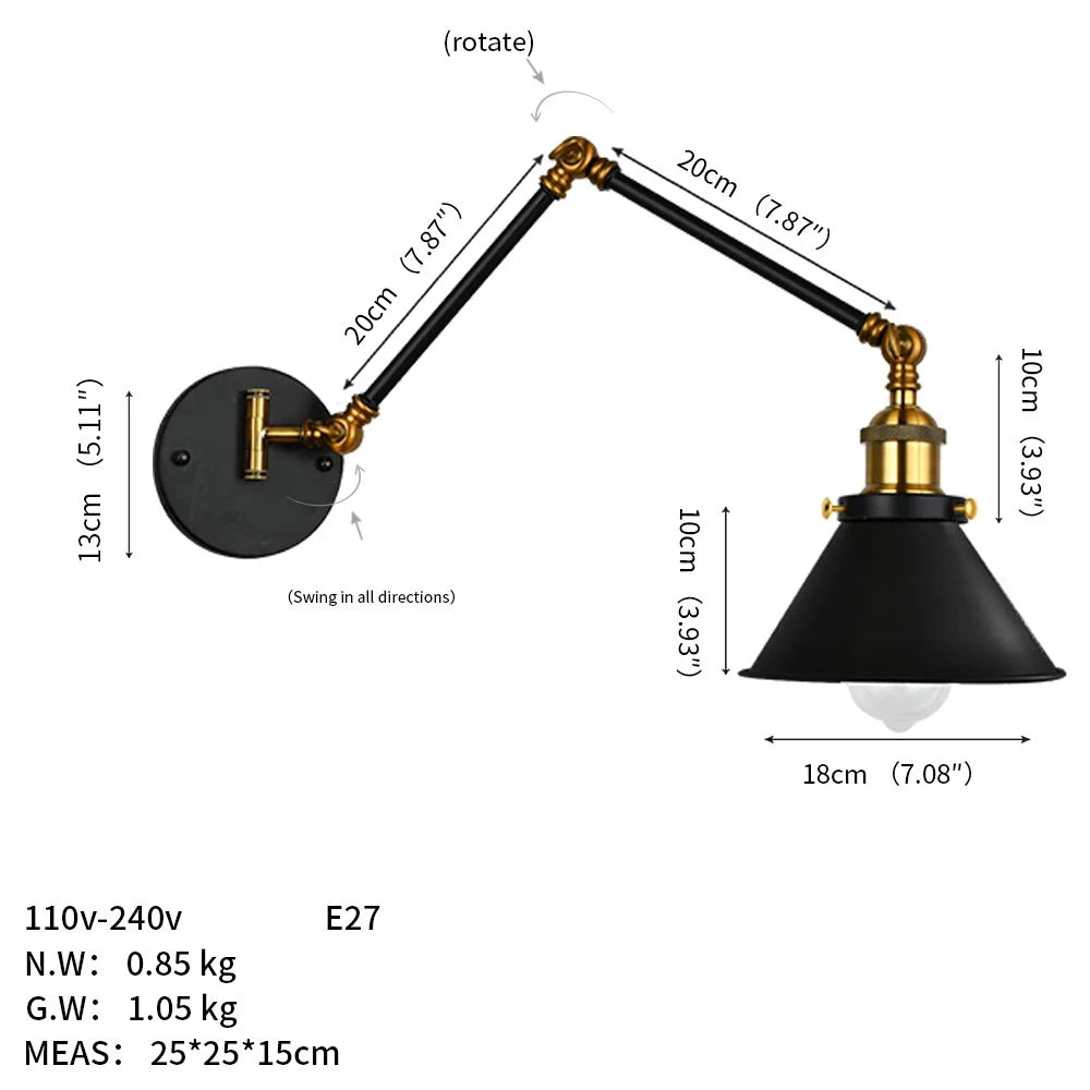 Taavita Industrial Swing Arm Wall Lamp