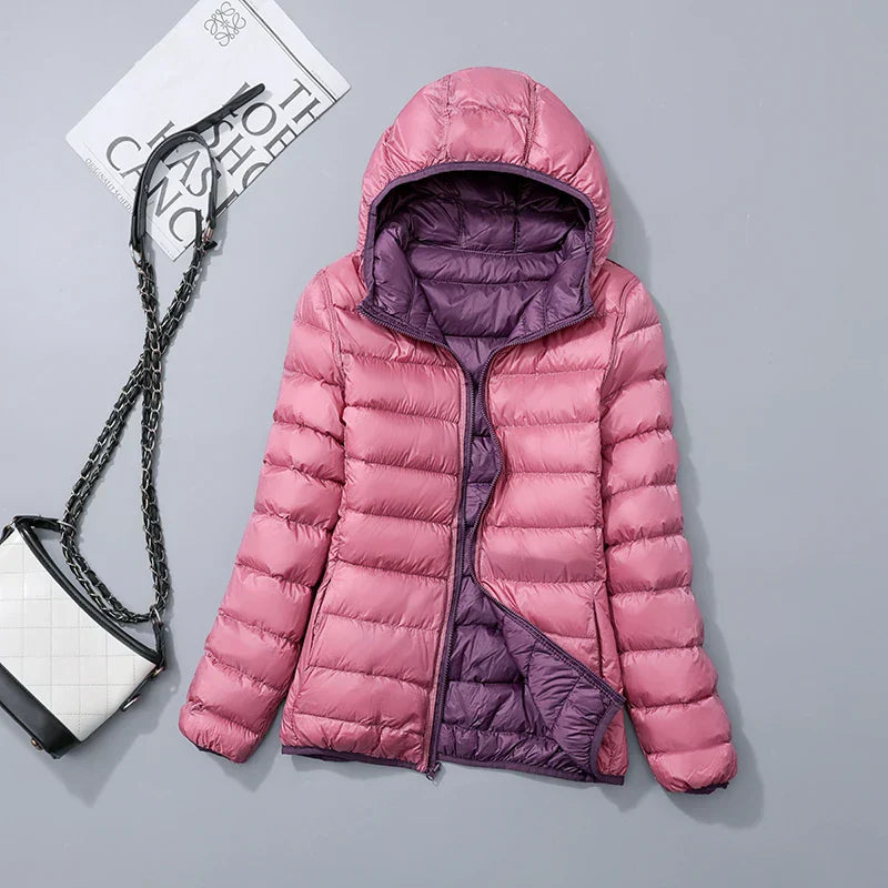 Reversible Hooded Down Jacket | Lightweight Insulated & Quilted Design | Dual-Style Versatile Warmth