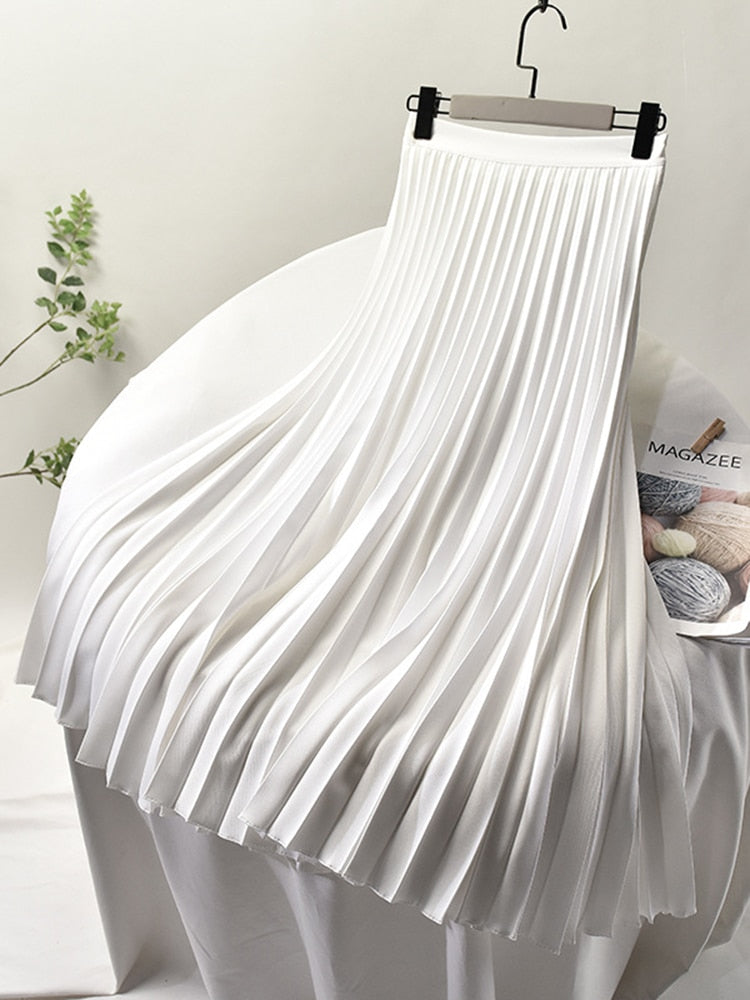 Women's Pleated Skirt | High Waist & Solid Chic Design | Luxurious Fabric | Elegant Silhouette