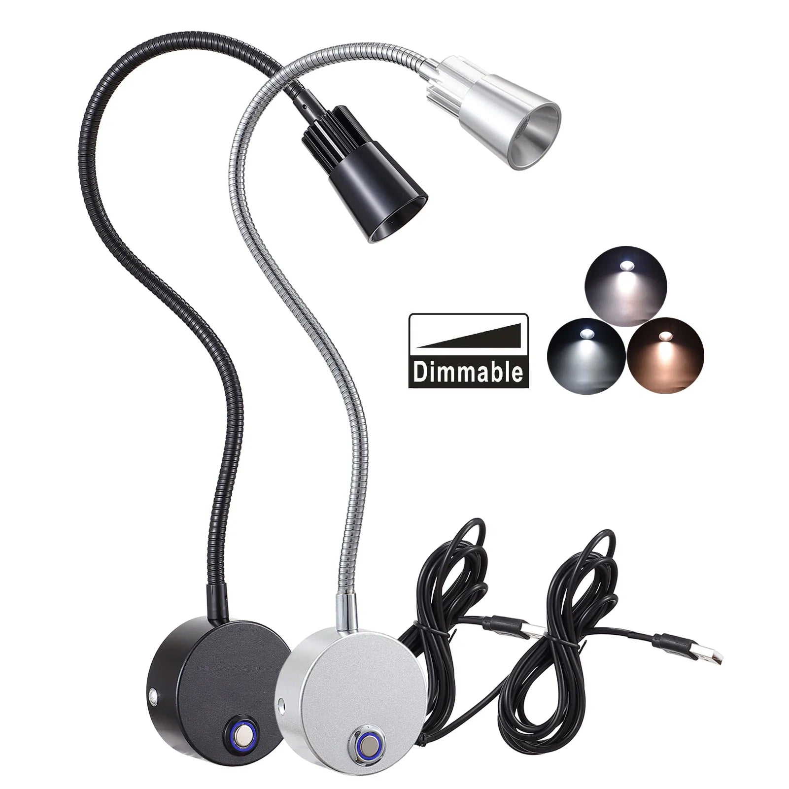 Adjustable USB Wall Lamp with Dimmable Lighting & Color Options