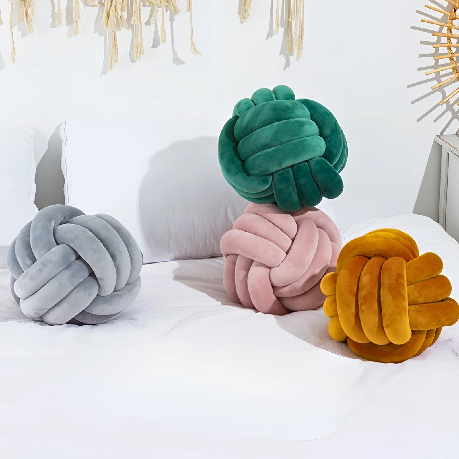 Modern Velvet Cushion with Unique Design | Cozy Scandinavian Knot Pillow