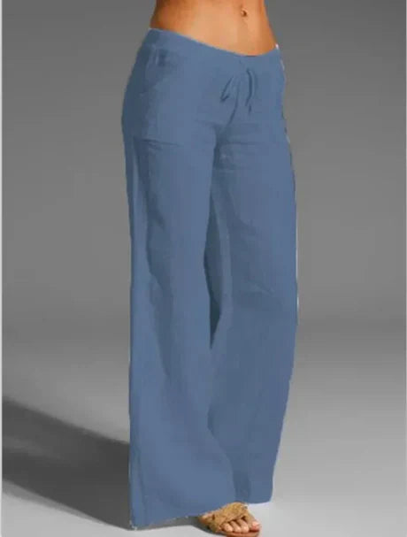 Women’s Linen Wide-Leg Pants | Drawstring Waist & Pockets | Breathable Fabric | Comfortable Fit
